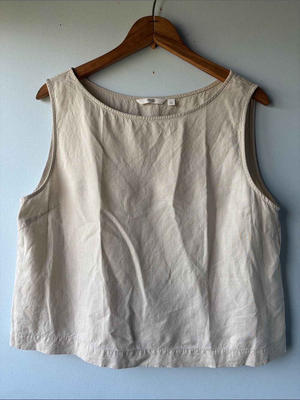 Uniqlo Linen Cotton Cream Boxy Tank, L